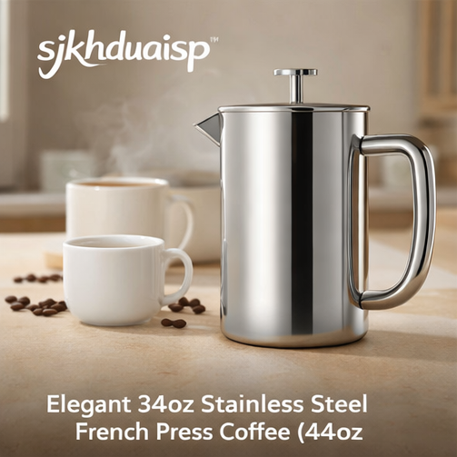 Elegant Stainless Steel French Press Coffee Maker β 34oz Premium French Coffee Maker for Modern Kitchens