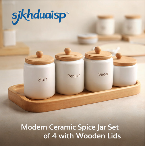 Modern Ceramic Spice Jar Set – Elegant Storage for Salt, Pepper & Spices